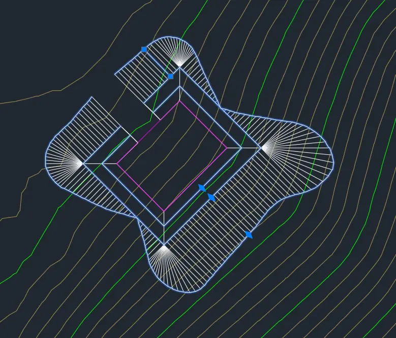 Edit grading in Civil 3D - Select grading surface or grading ray and move grading grips