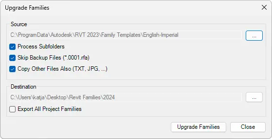 Upgrade all Families in Revit