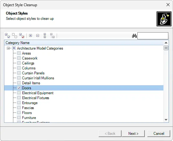 Object Style Cleanup dialog box - Kobi Toolkit for Revit