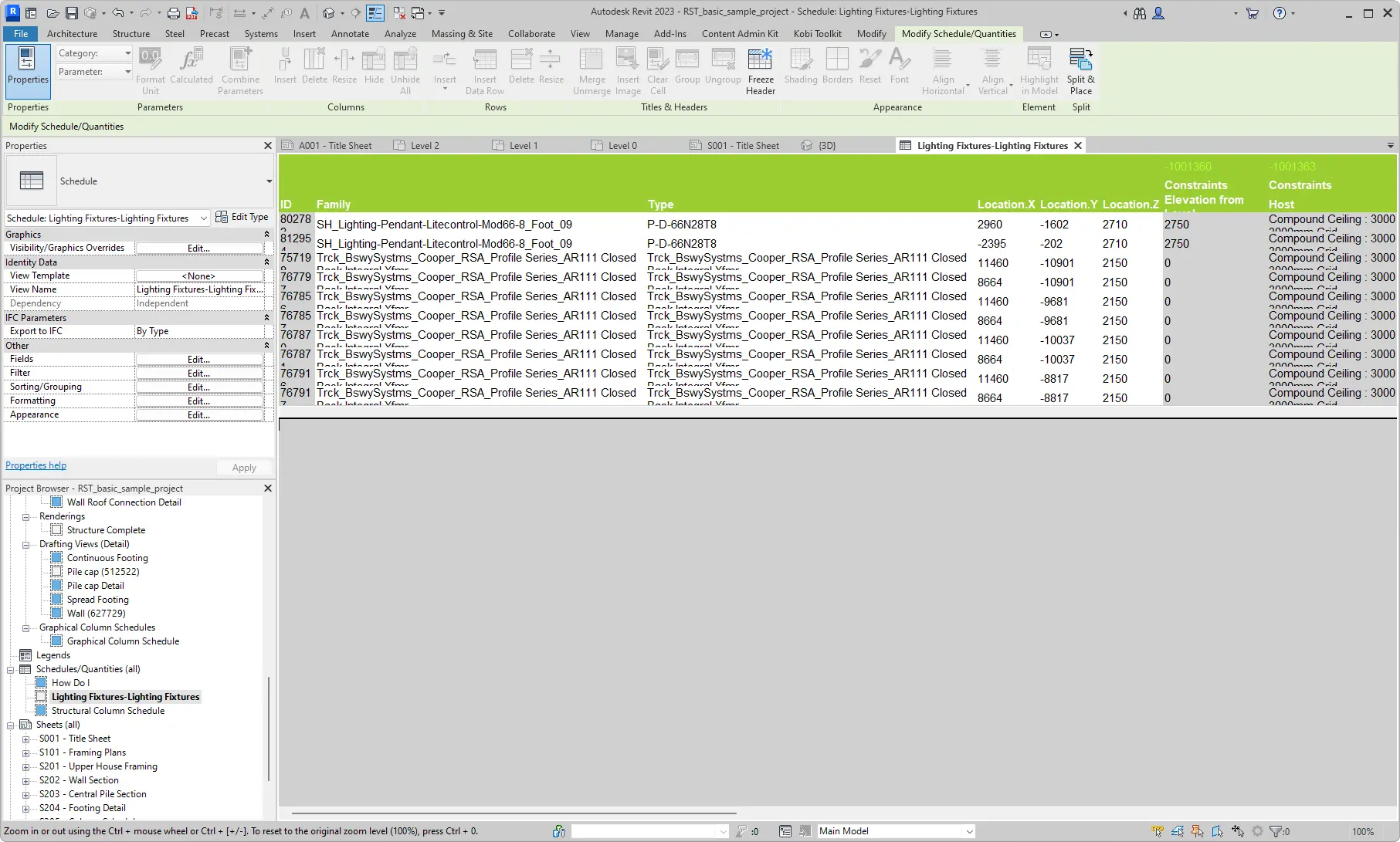 Column Width Factor 1, Row Height Factor 1.5. Edit Imported Spreadsheet in Revit