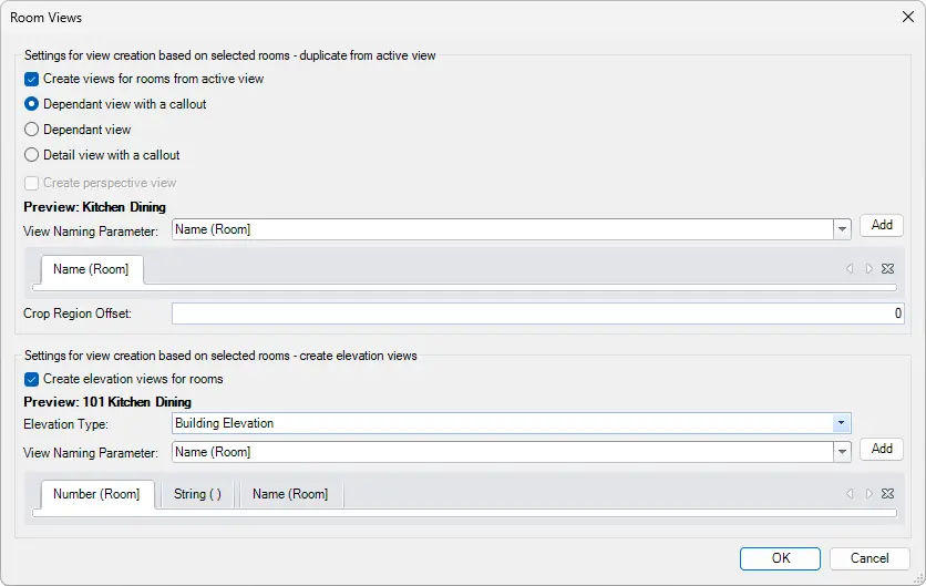 Revit Room Views Settings - Kobi Toolkit for Revit