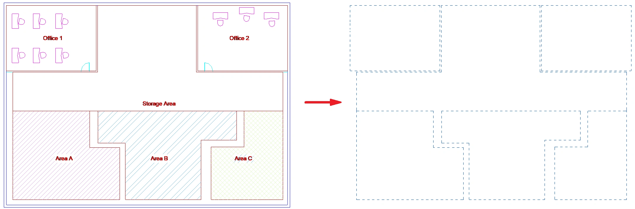 DWG to Room Separations result - Kobi Toolkit for Revit