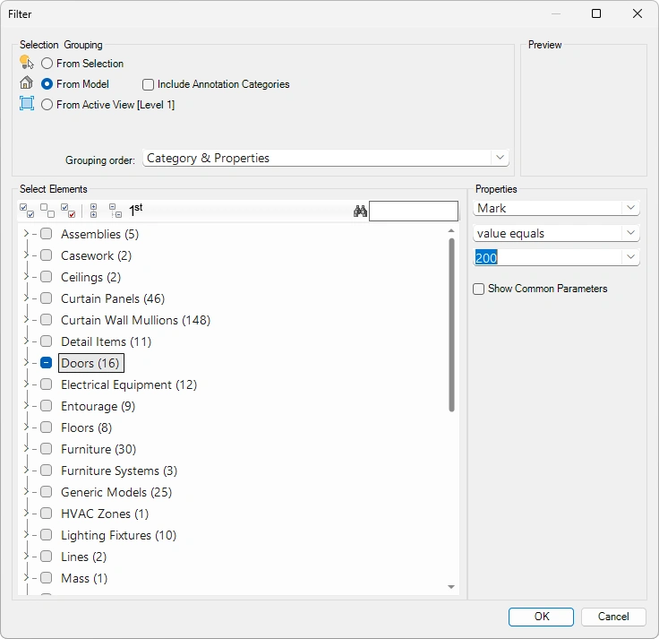 Advanced Revit Filter Options - Kobi Toolkit for Revit