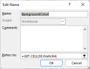 Define name of the cell in Excel