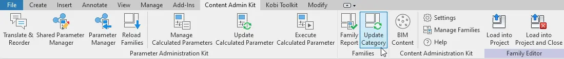 Update Category - Content Admin Kit - Kobi Toolkit for Revit