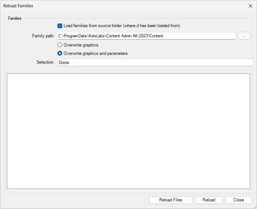 Reload Families - Kobi Toolkit for Revit