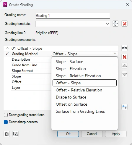 Grading Components - Kobi Toolkit for Civil 3D